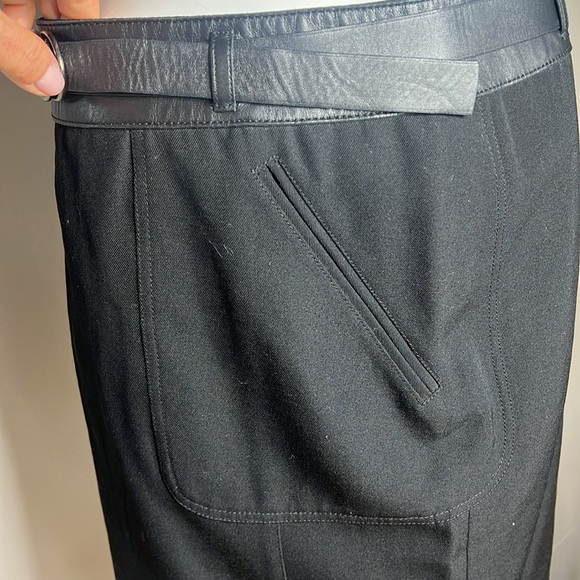 Prada Sz 38 Wool and Leather Waist & Belt Front Pocket Pencil Skirt - Picture 9 of 9
